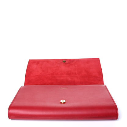 Saint Laurent Calfskin Classic Y Ligne Clutch Red 10 of 11