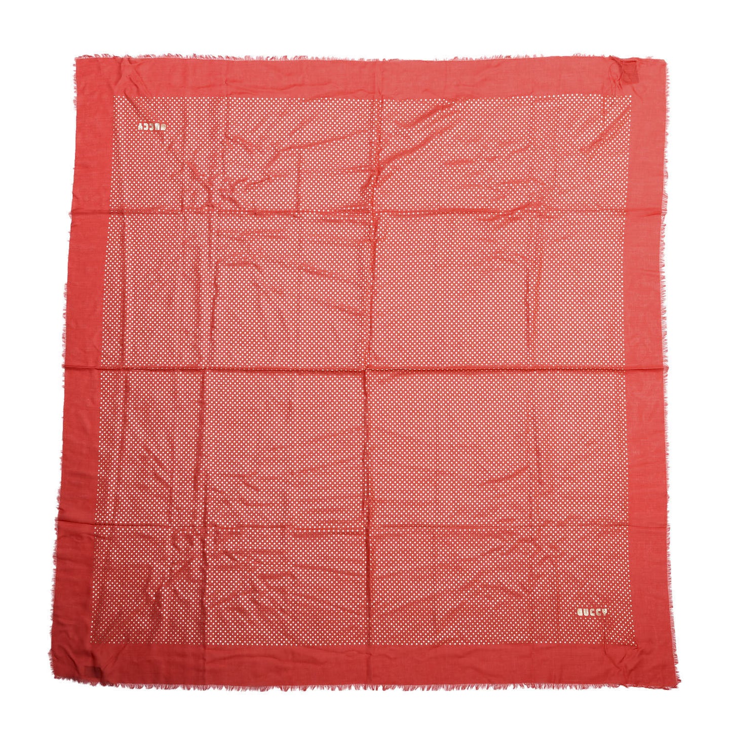 X SEGA Modal Cashmere GUCCY Stars Print Shawl Flame Red Gold