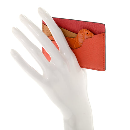 Hermes Togo Chevre Mysore Shiny Porosus Crocodile Histoire Naturelle Petit H Card Holder 2 of 6