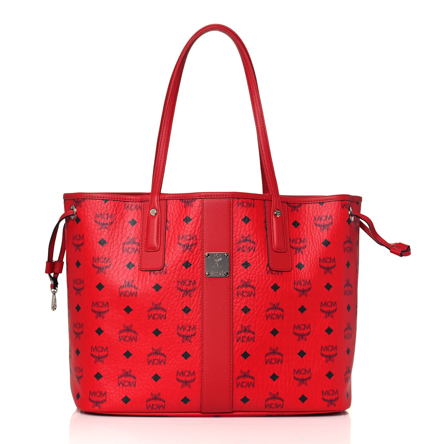 MCM Visetos Medium Liz Reversible Shopper Tote Ruby Red 3 of 19