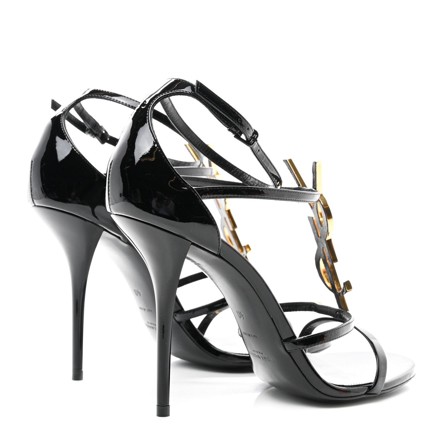 Patent Cassandra 100 Ankle Strap Sandals 40 Black