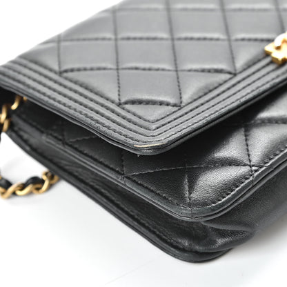 Chanel Lambskin Quilted Boy Wallet On Chain WOC Black 12 of 20