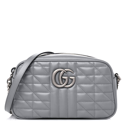 Gucci Calfskin Matelasse Aria Small GG Marmont Chain Shoulder Bag Deep Grey 1 of 10