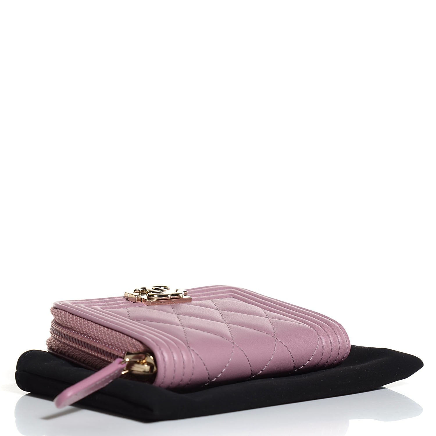 Chanel Lambskin Quilted Boy Zip Around Card Holder Rose 4 of 8