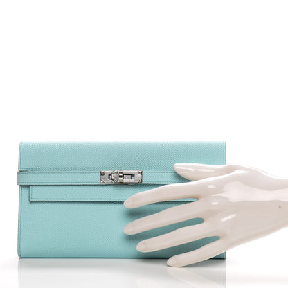 Hermes Epsom Kelly Longue Wallet Bleu Zephyr 2 of 16