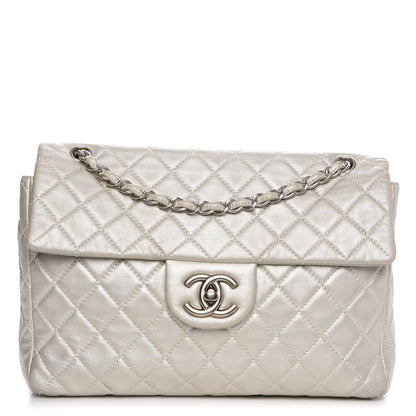 Chanel Metallic Lambskin Quilted Maxi Single Flap Silver 1 of 18