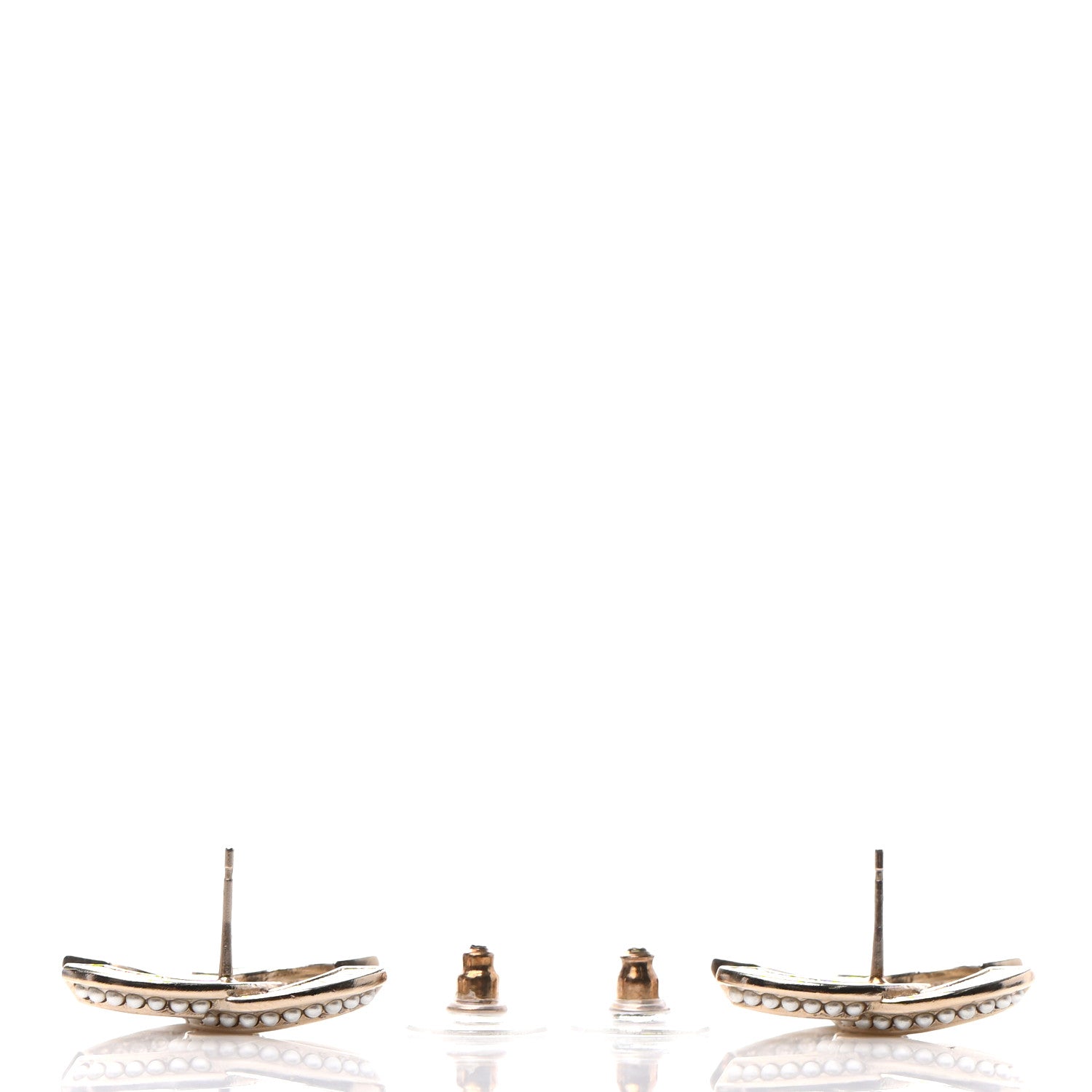 Chanel Crystal Pearl Chain Mania CC Earrings Gold 3 of 4