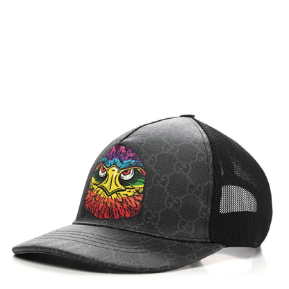 Gucci GG Supreme Monogram Eagle Print Baseball Hat XS Black 1 of 10