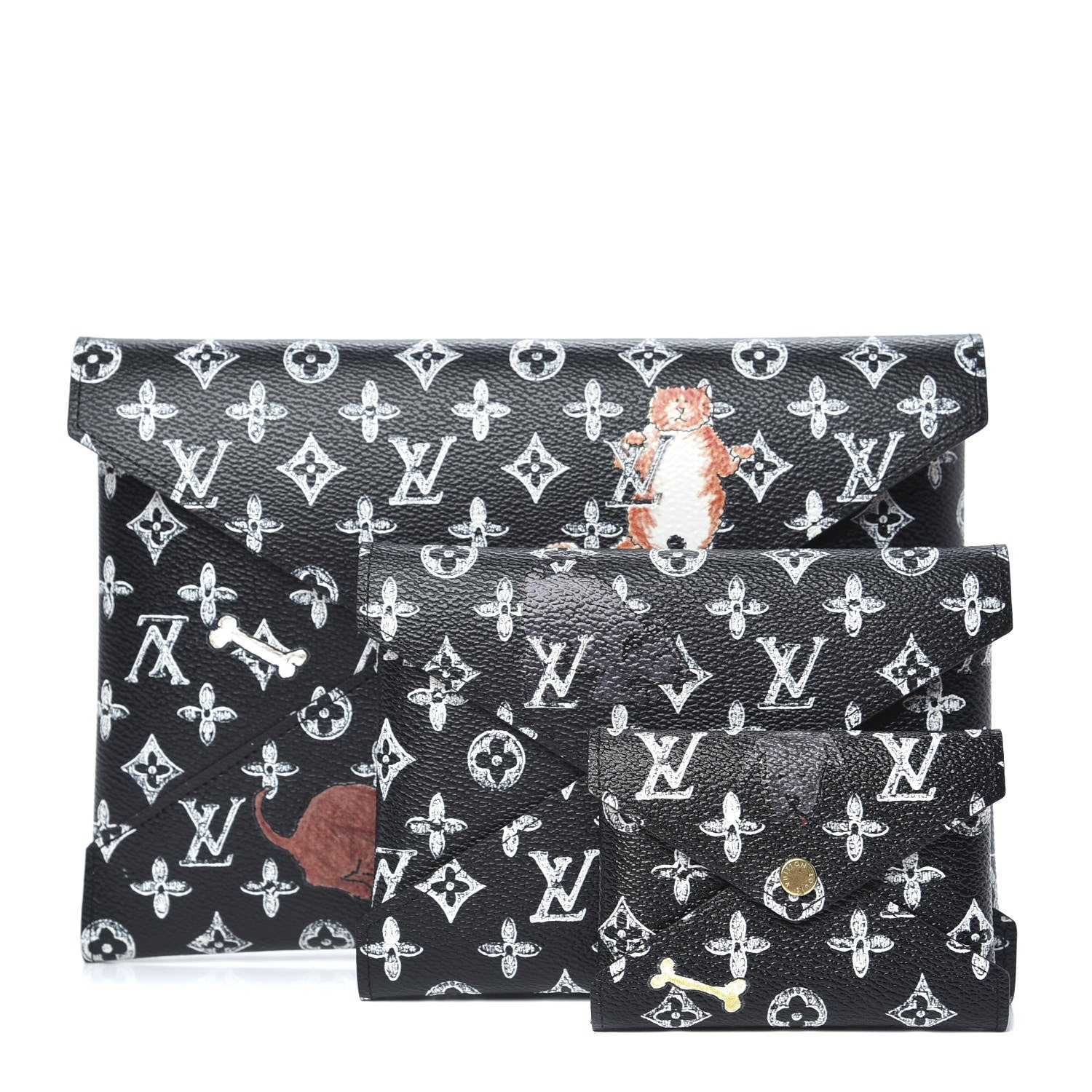 Louis Vuitton Catogram Kirigami Pochette Set Black 1 of 8