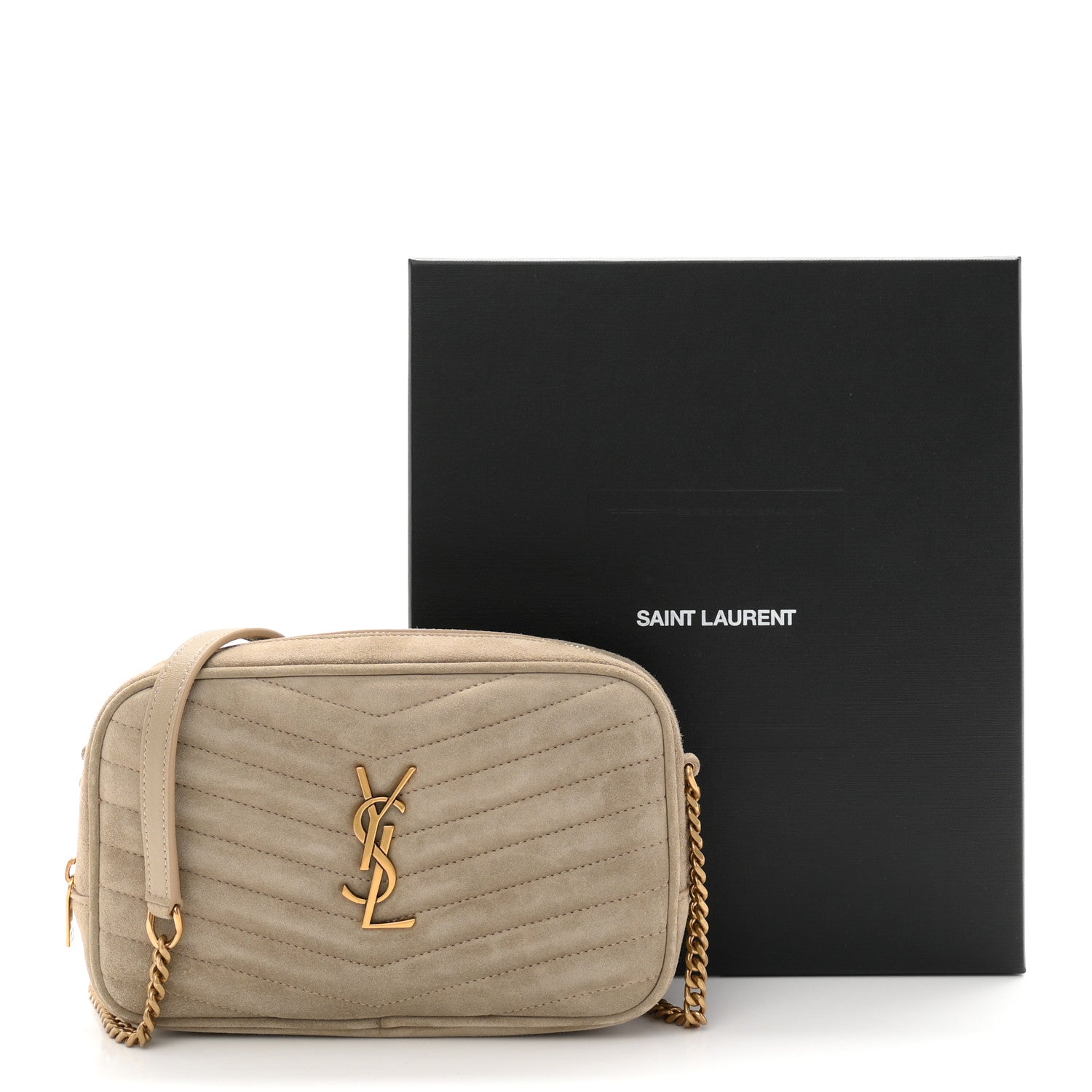 Saint Laurent Suede Matelasse Monogram Mini Lou Camera Bag Matte Gold 11 of 11