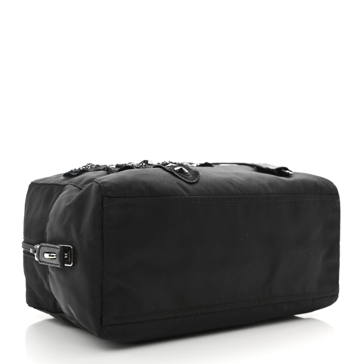 Prada Tessuto Nylon Raso Bear Small Handle Bag Black 4 of 8