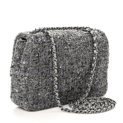 Chanel Tweed Sequin Mini Rectangular Flap Grey 3 of 10