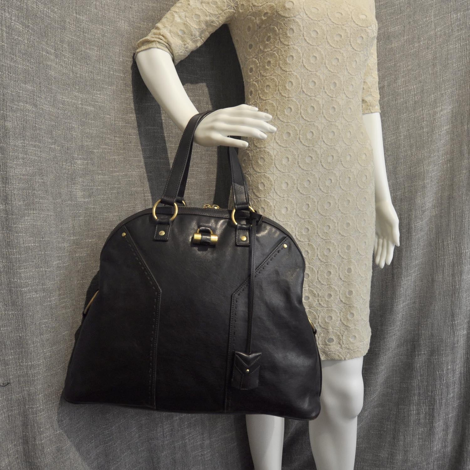 Saint Laurent Leather Oversized Muse Chocolate Brown 2 of 9