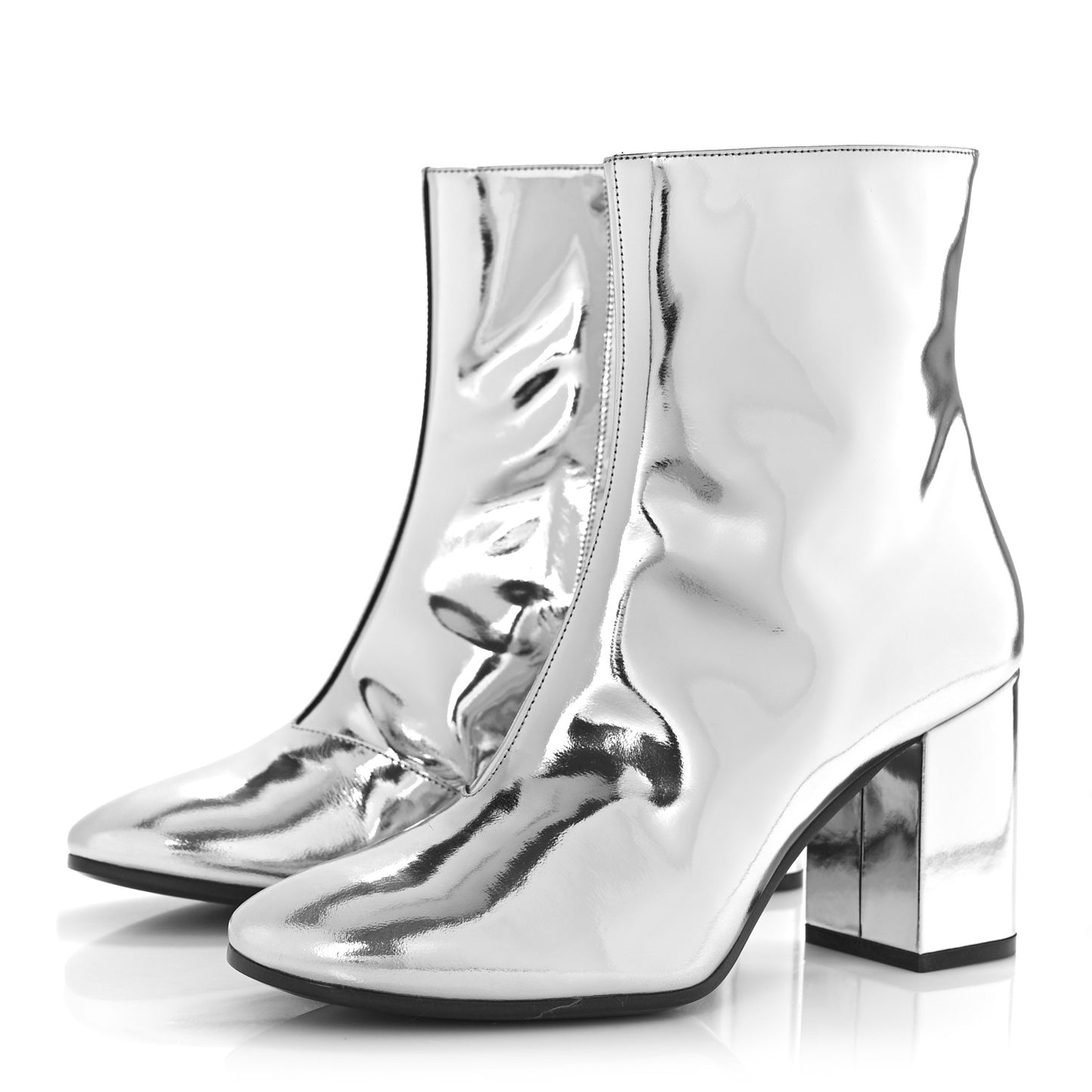 Miroir Calfskin Ankle Booties 39 Argent