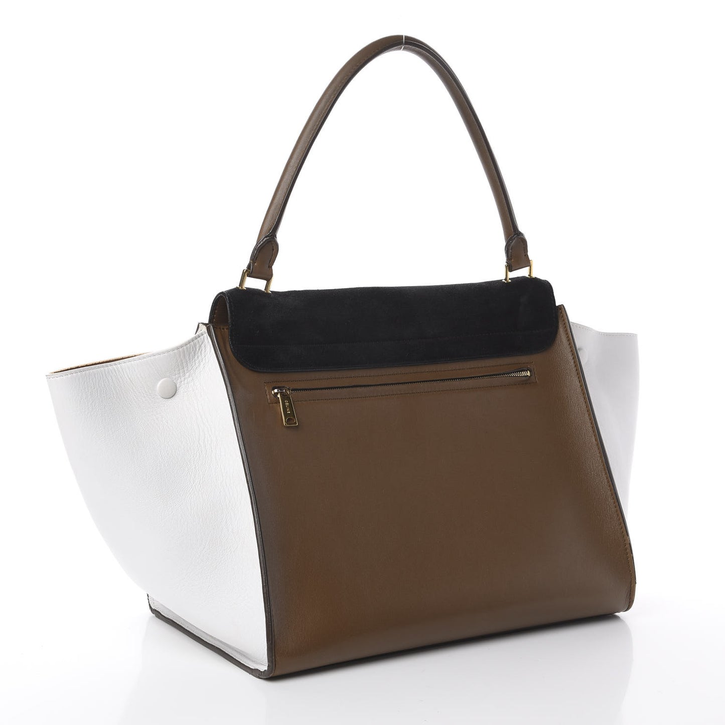 Smooth Calfskin Suede Large Tri-Color Trapeze Black