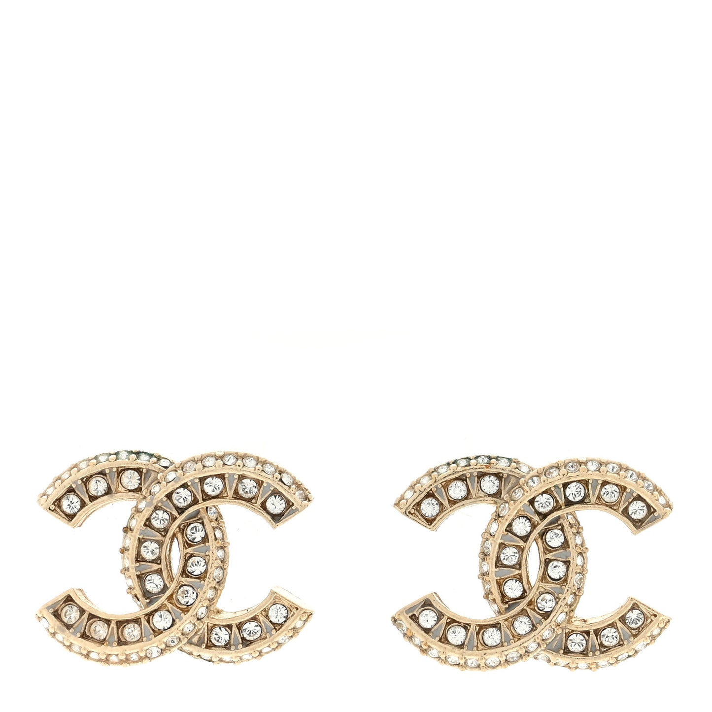 Crystal Timeless CC Earrings Light Gold