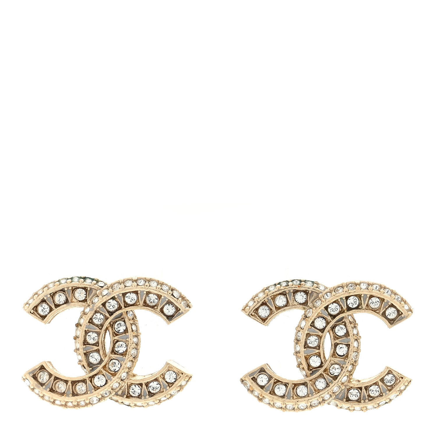 Chanel Crystal Timeless CC Earrings Light Gold 1 of 4