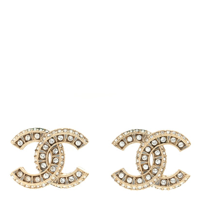 Chanel Crystal Timeless CC Earrings Light Gold 1 of 4