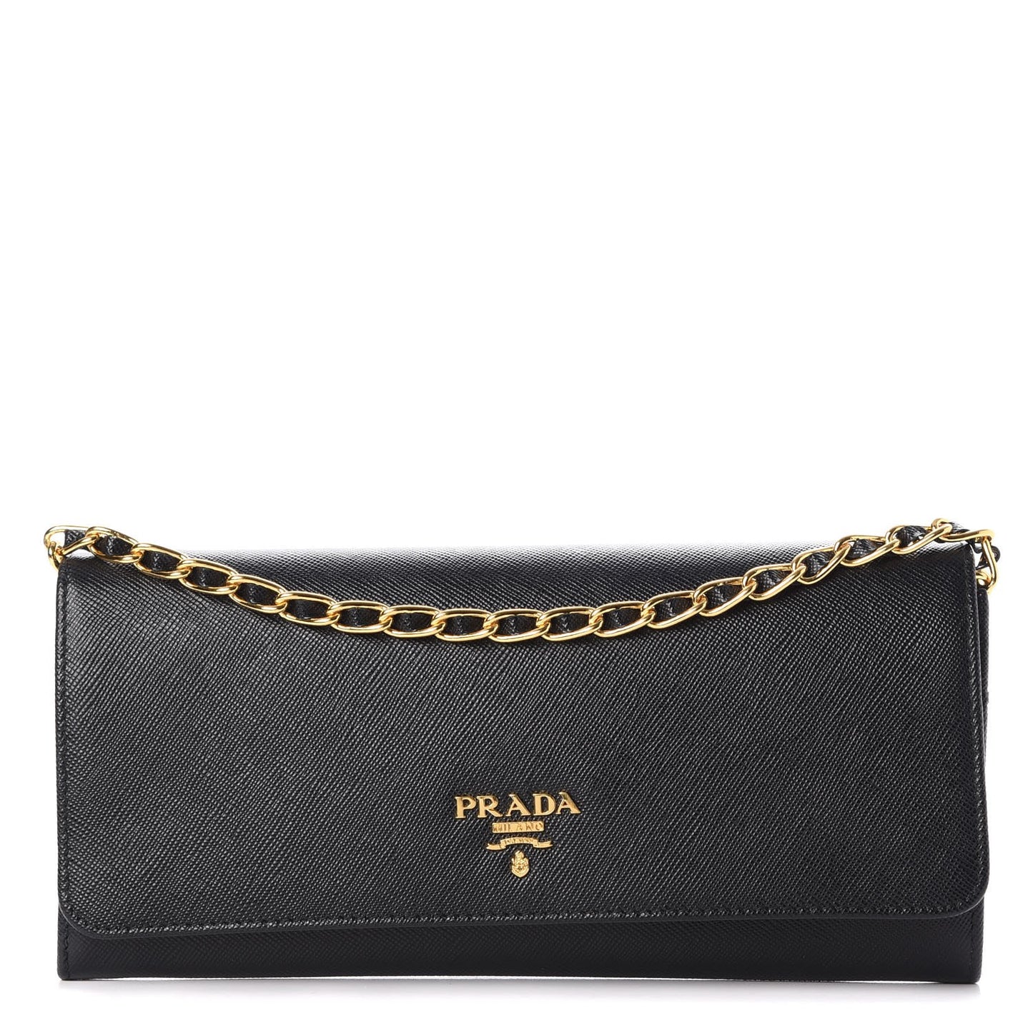 Saffiano Metal Oro Chain Wallet Nero Black