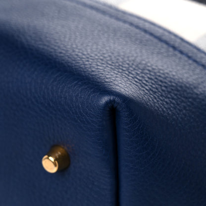 Burberry Grainy Calfskin Mega Check Tassel Heston Tote Navy 9 of 14