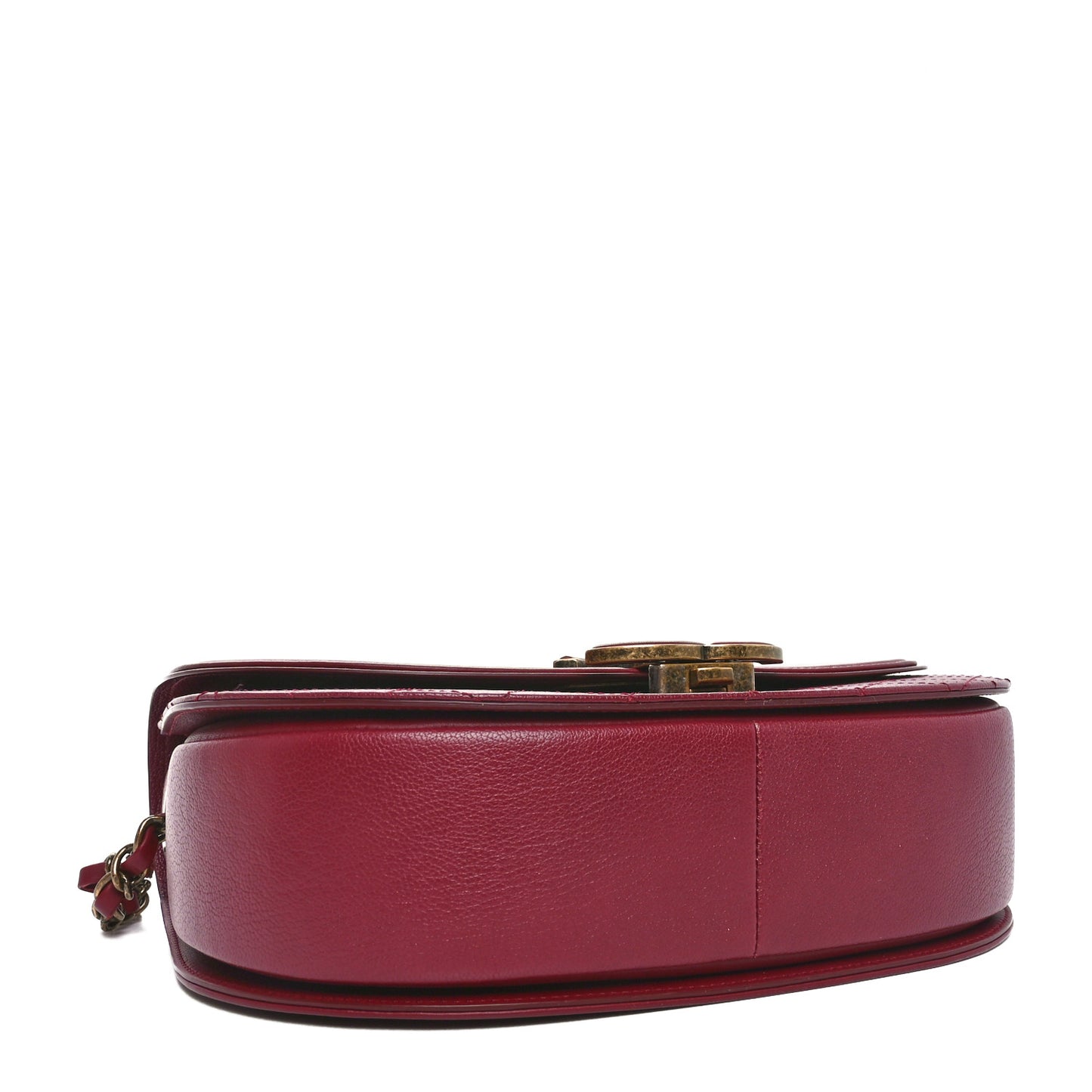 Shiny Calfskin Goatskin Quilted Medium Coco Curve Messenger Flap Burgundy