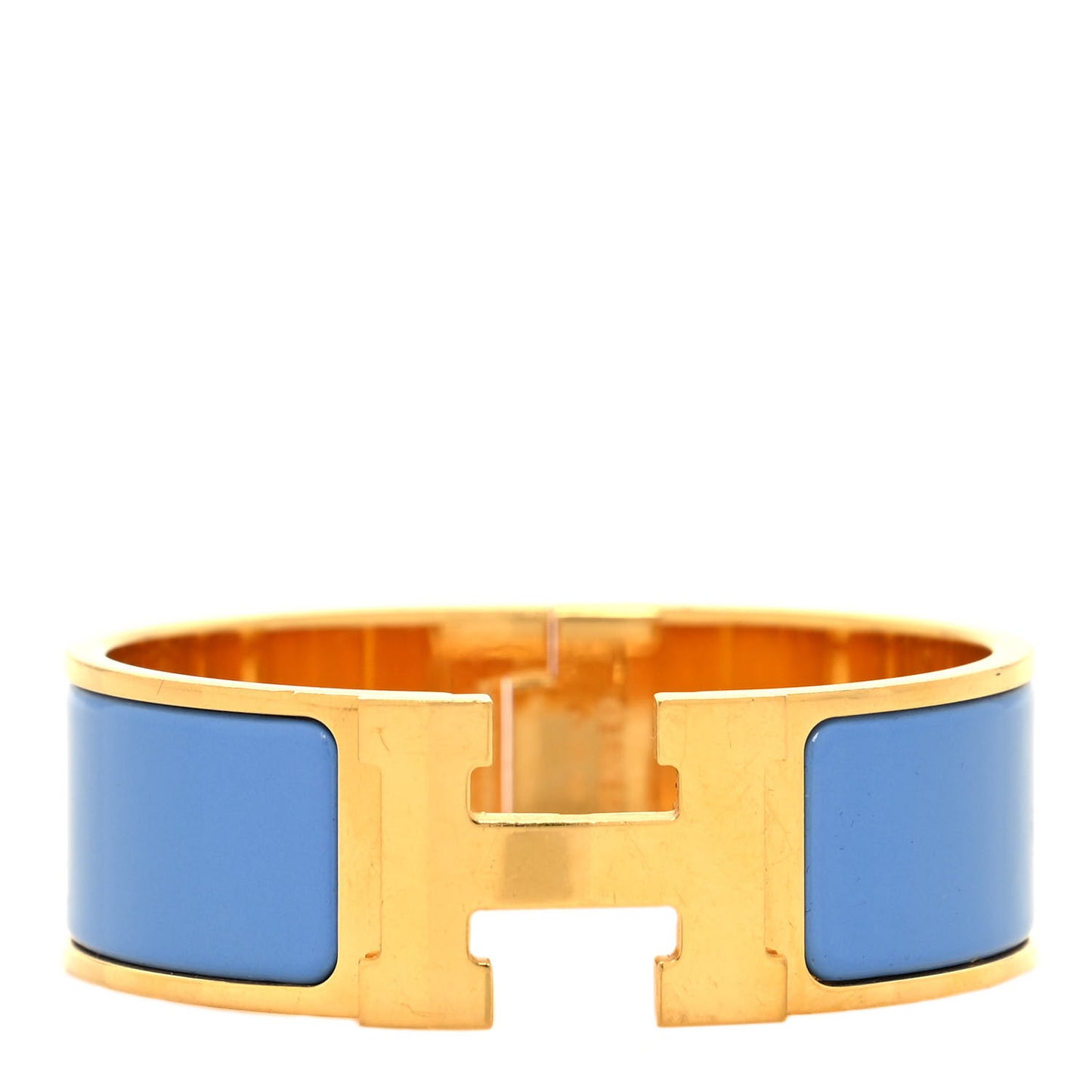 Enamel Wide Clic Clac H Bracelet GM Bleu Transat