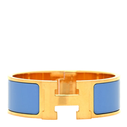 Hermes Enamel Wide Clic Clac H Bracelet GM Bleu Transat 1 of 5