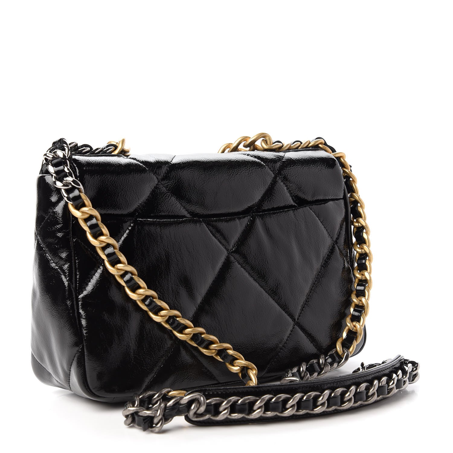 Chanel Shiny Crumpled Calfskin Quilted Medium Chanel 19 Flap Black 3 of 11