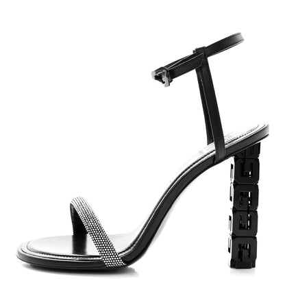 Givenchy Smooth Nappa Crystal G Cube 105mm Sandals 38.5 Black Silvery 1 of 8