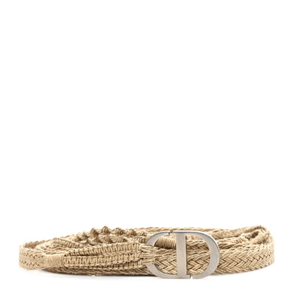 Christian Dior Raffia Woven CD Belt Beige Multicolor 1 of 3