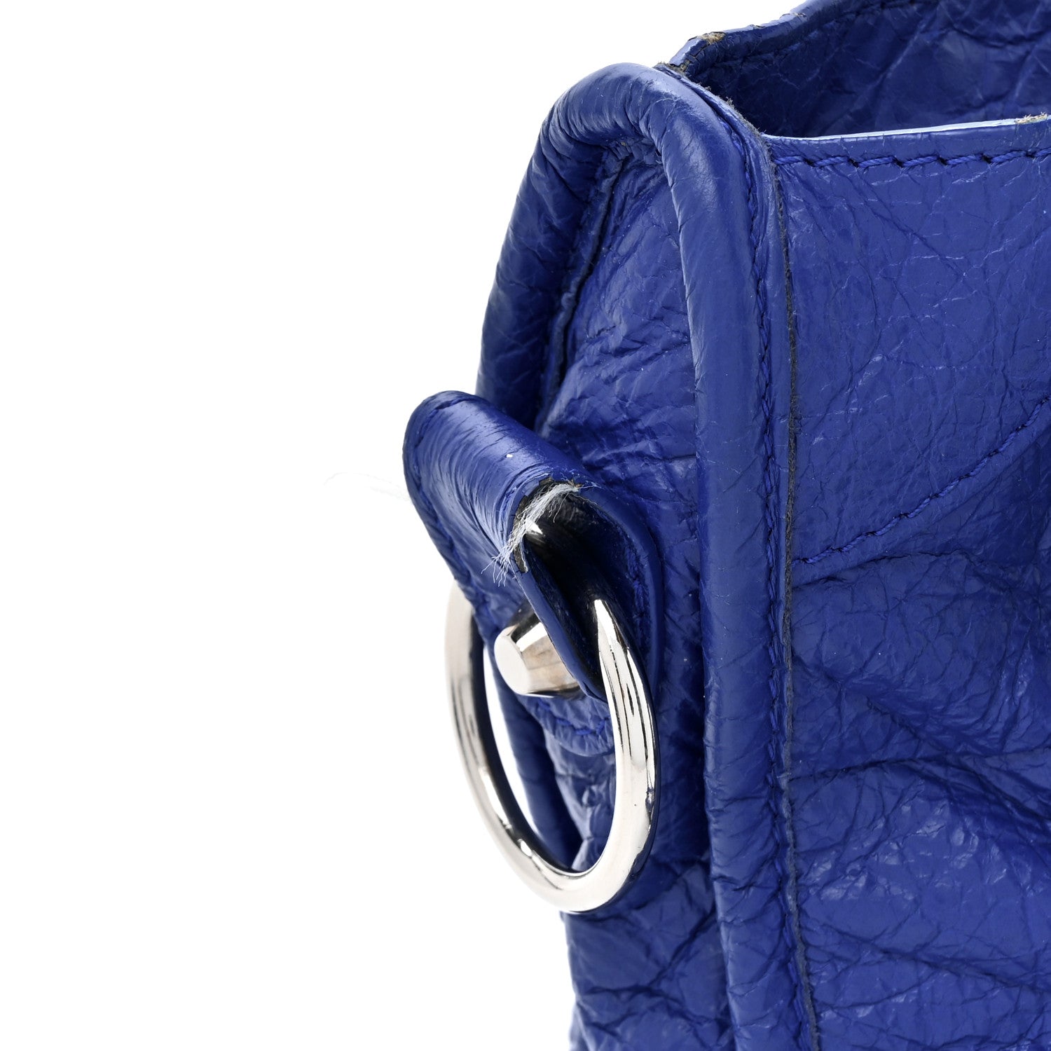 Balenciaga Agneau Classic Silver Hardware Mini City Logo Strap Bleu Electric Black 11 of 16