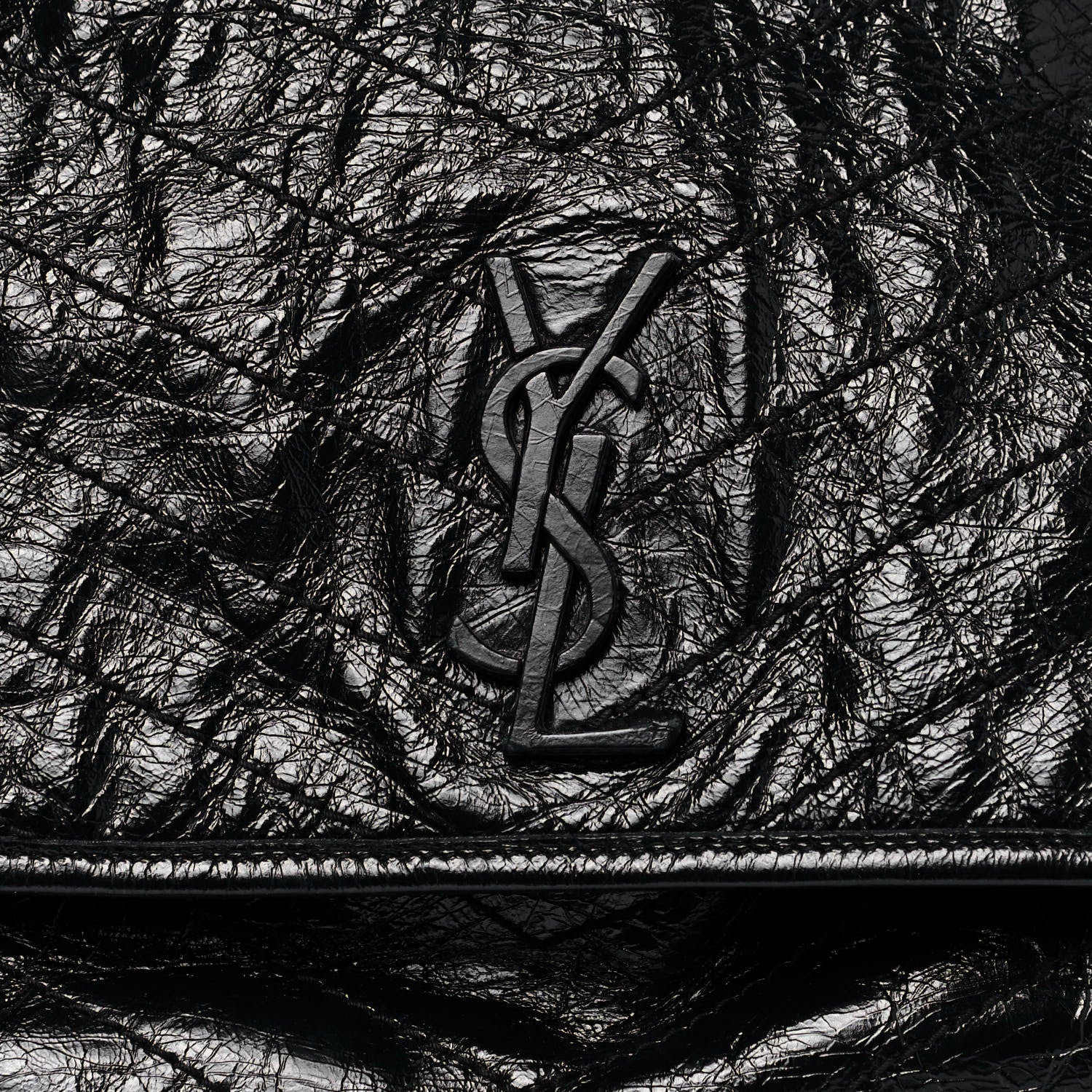 Saint Laurent Crinkled Calfskin Matelasse Monogram Large Niki Chain Satchel Black 8 of 12