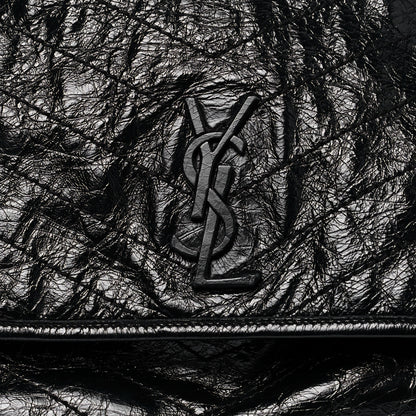 Saint Laurent Crinkled Calfskin Matelasse Monogram Large Niki Chain Satchel Black 8 of 12