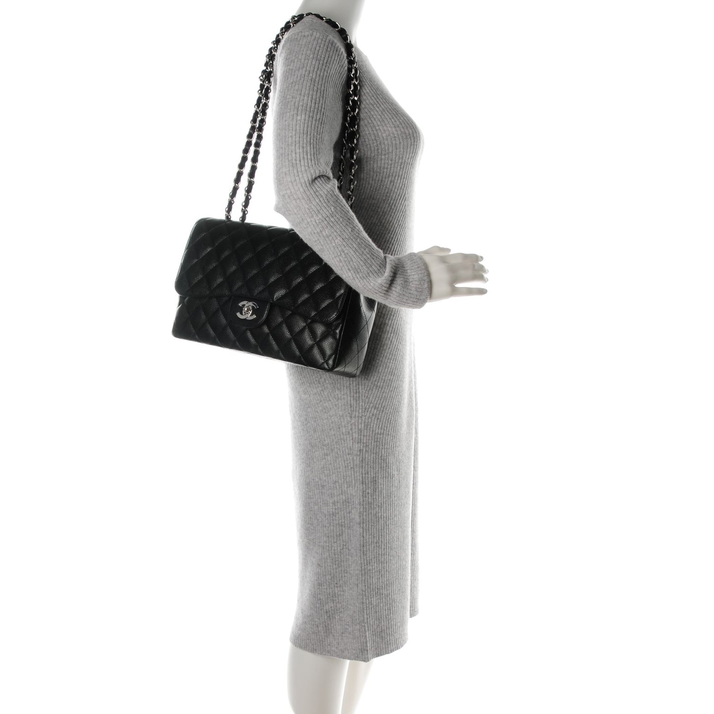 Caviar Quilted Jumbo Single Flap Black