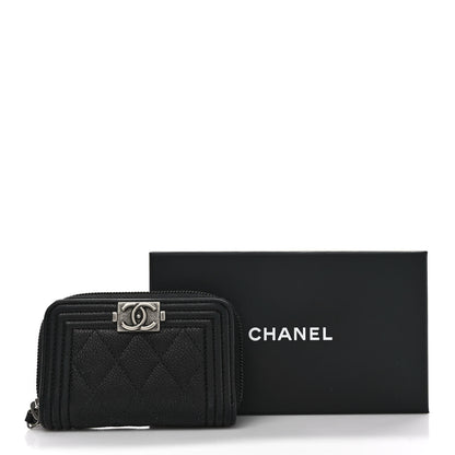 Chanel Caviar Quilted Boy Zip Around Coin Purse Wallet Black 11 of 11