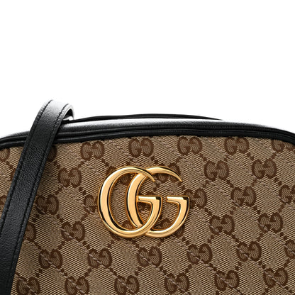Gucci Monogram Matelasse Diagonal Small GG Marmont Chain Shoulder Bag Beige Black 8 of 10