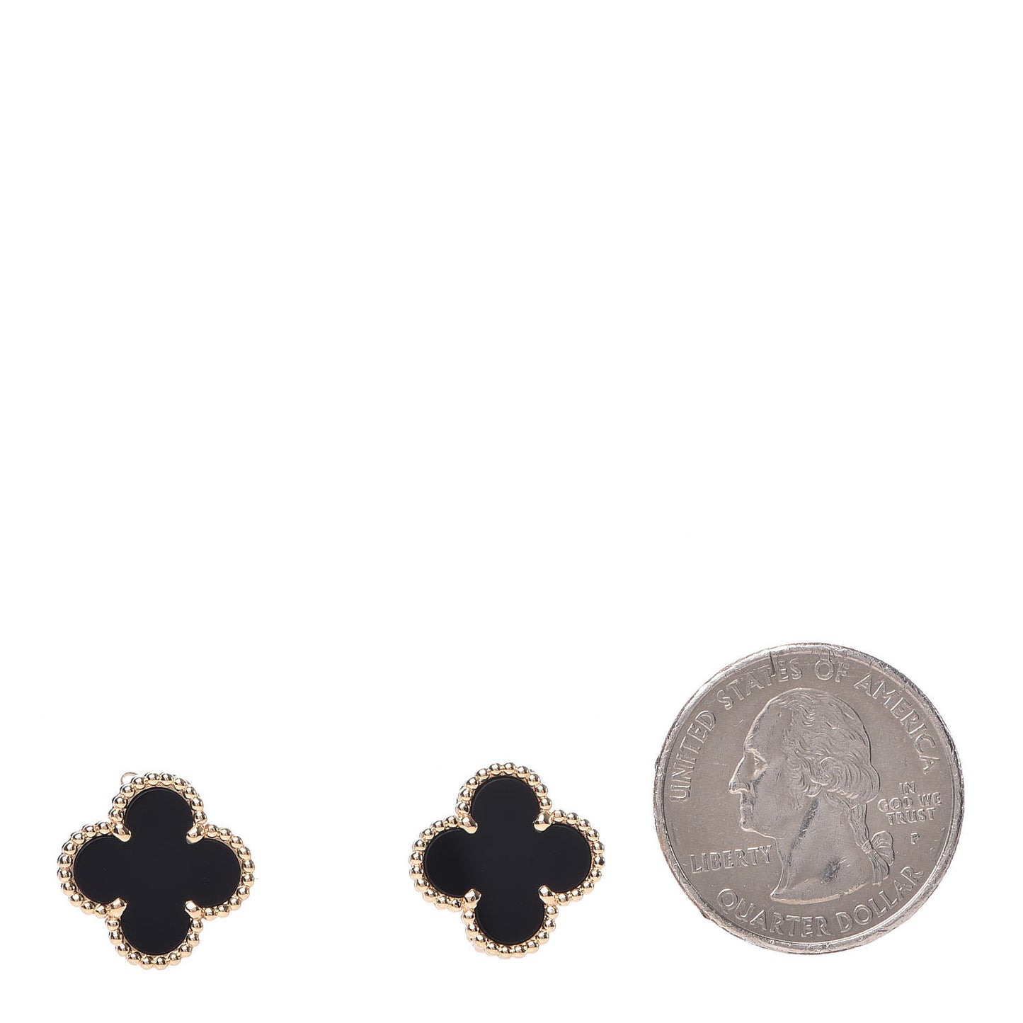 18K Yellow Gold Black Onyx Vintage Alhambra Earrings