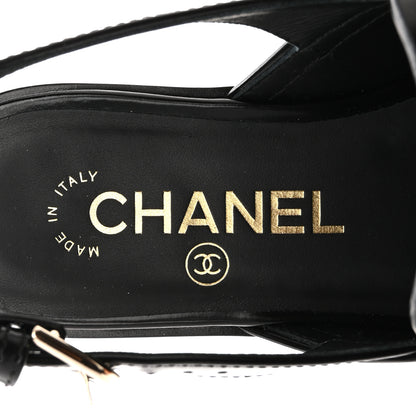 Chanel Shiny Calfskin Slingback Loafers 36.5 Black 7 of 10