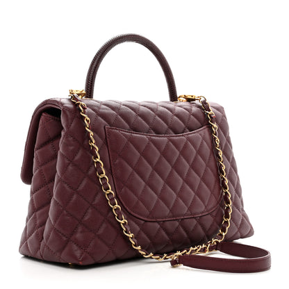 Chanel Caviar Lizard Quilted Medium Coco Handle Flap Burgundy 3 of 11