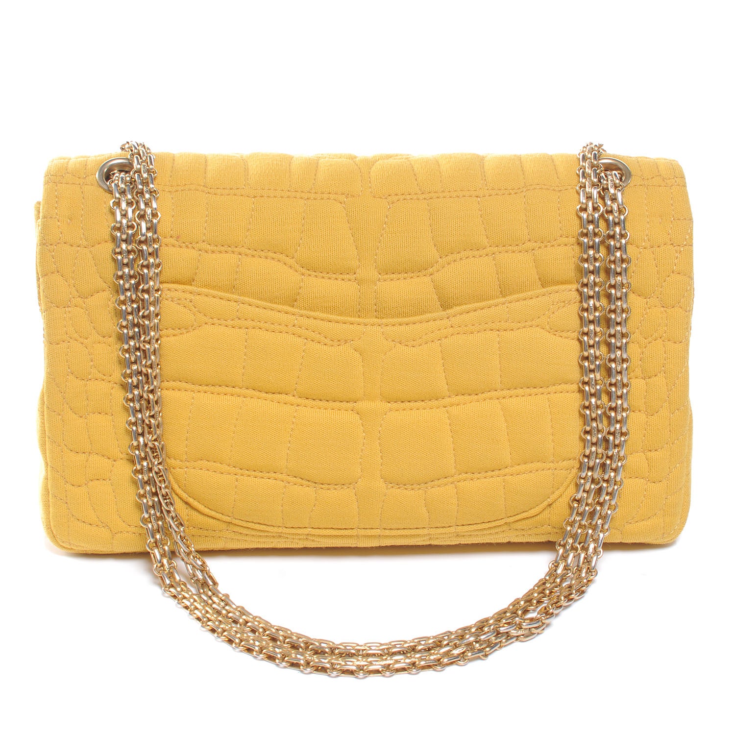 Chanel Jersey Crocodile Reissue Medium Flap Yellow 3 of 8