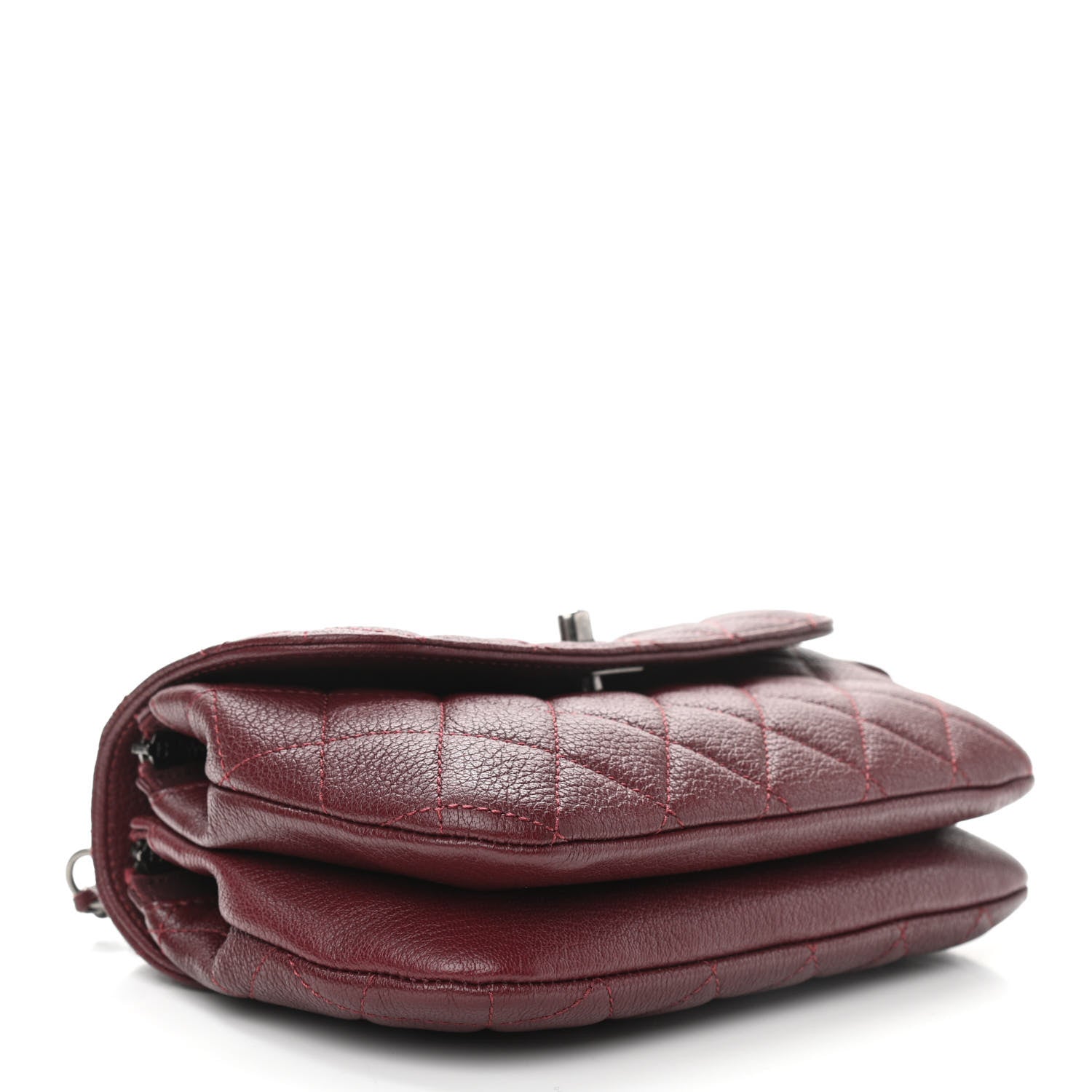 Chanel Goatskin Quilted CC Waiter Shoulder Bag Burgundy 4 of 10