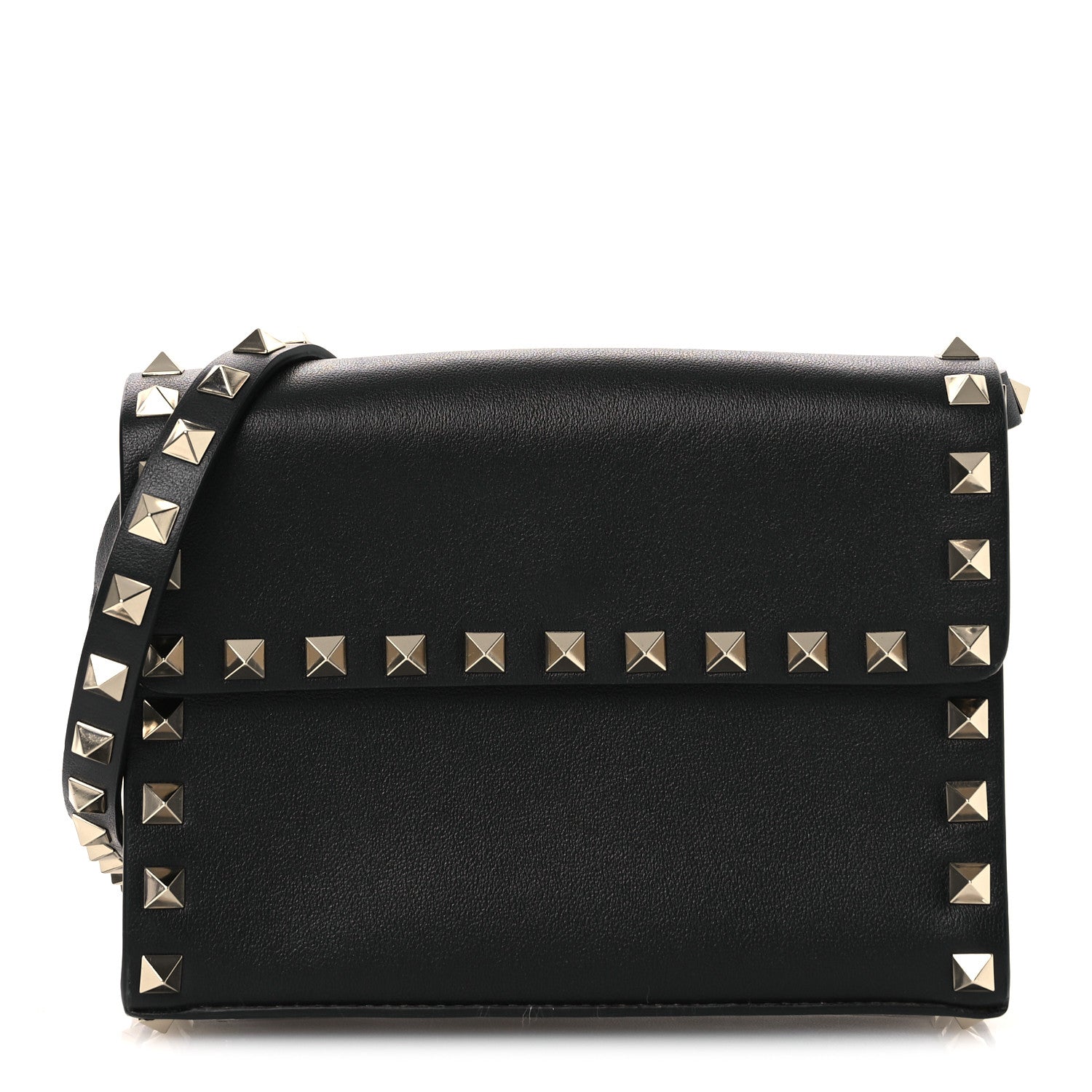 Valentino Garavani Vitello Rockstud Flap Crossbody Bag Black 1 of 11