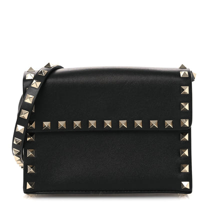 Valentino Garavani Vitello Rockstud Flap Crossbody Bag Black 1 of 11