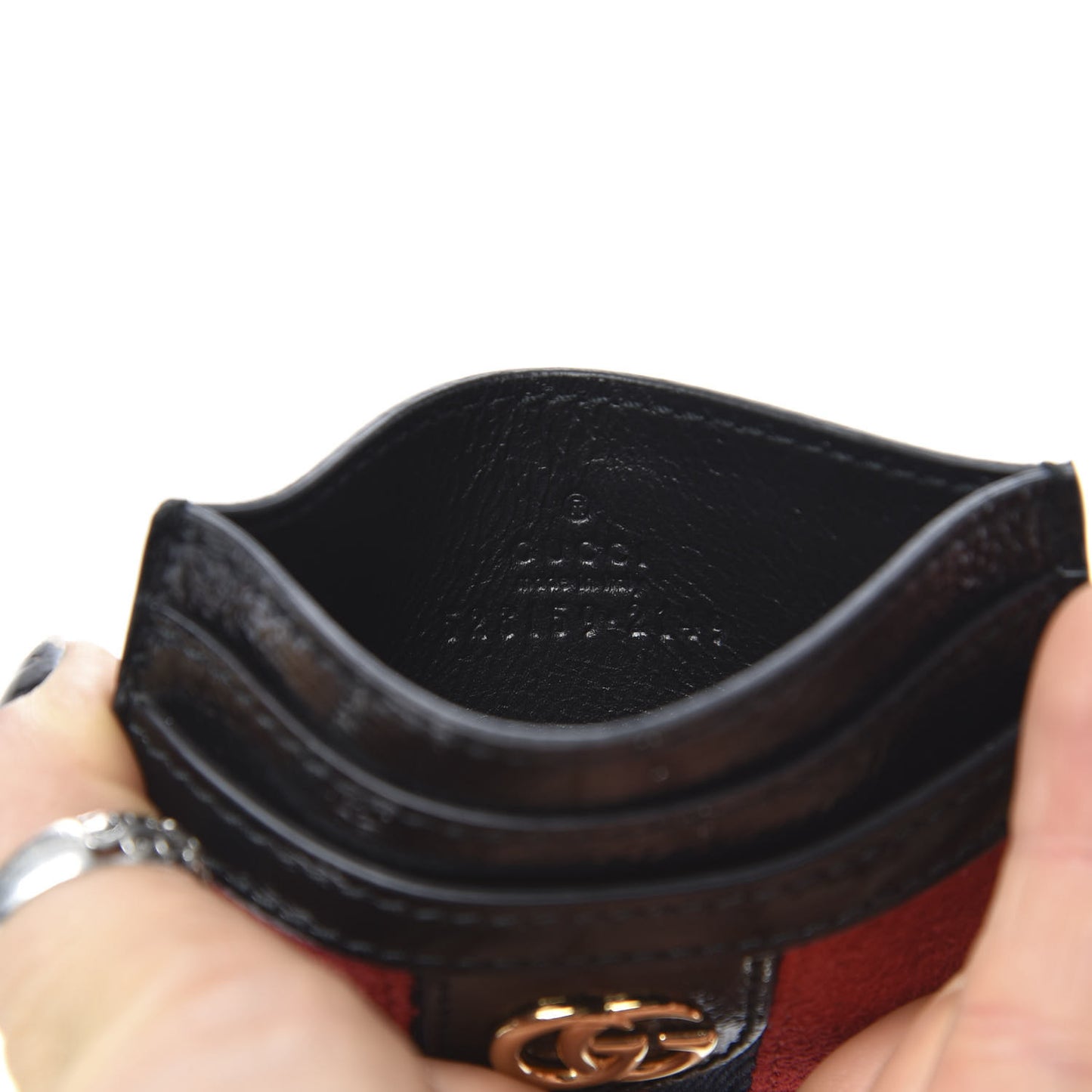 Suede Patent Ophidia Card Holder Hibiscus Red Black