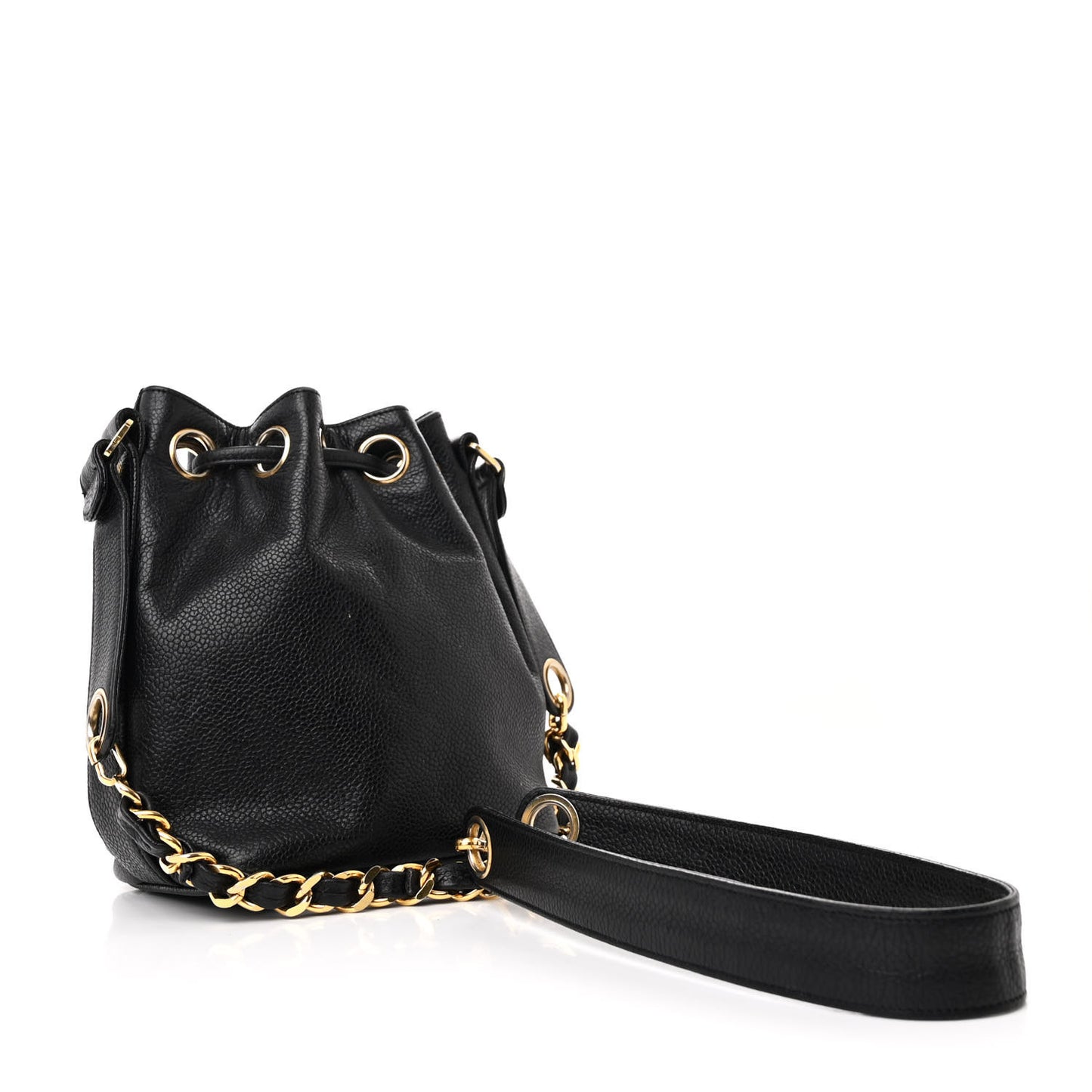 Caviar CC Chain Mini Drawstring Bag Black