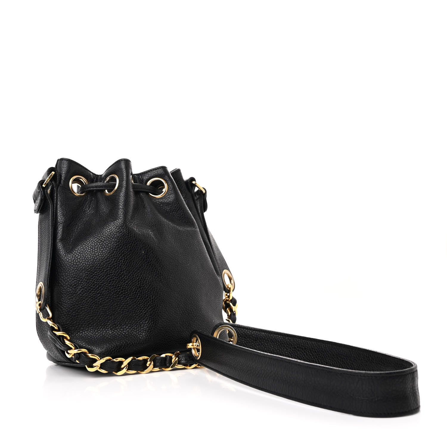 Chanel Caviar CC Chain Mini Drawstring Bag Black 4 of 13