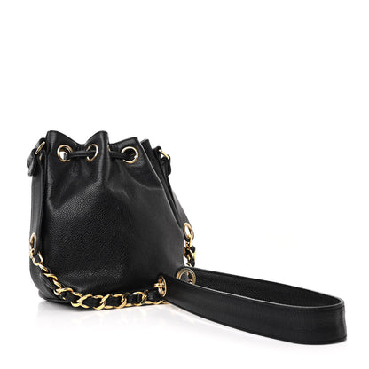 Chanel Caviar CC Chain Mini Drawstring Bag Black 4 of 13