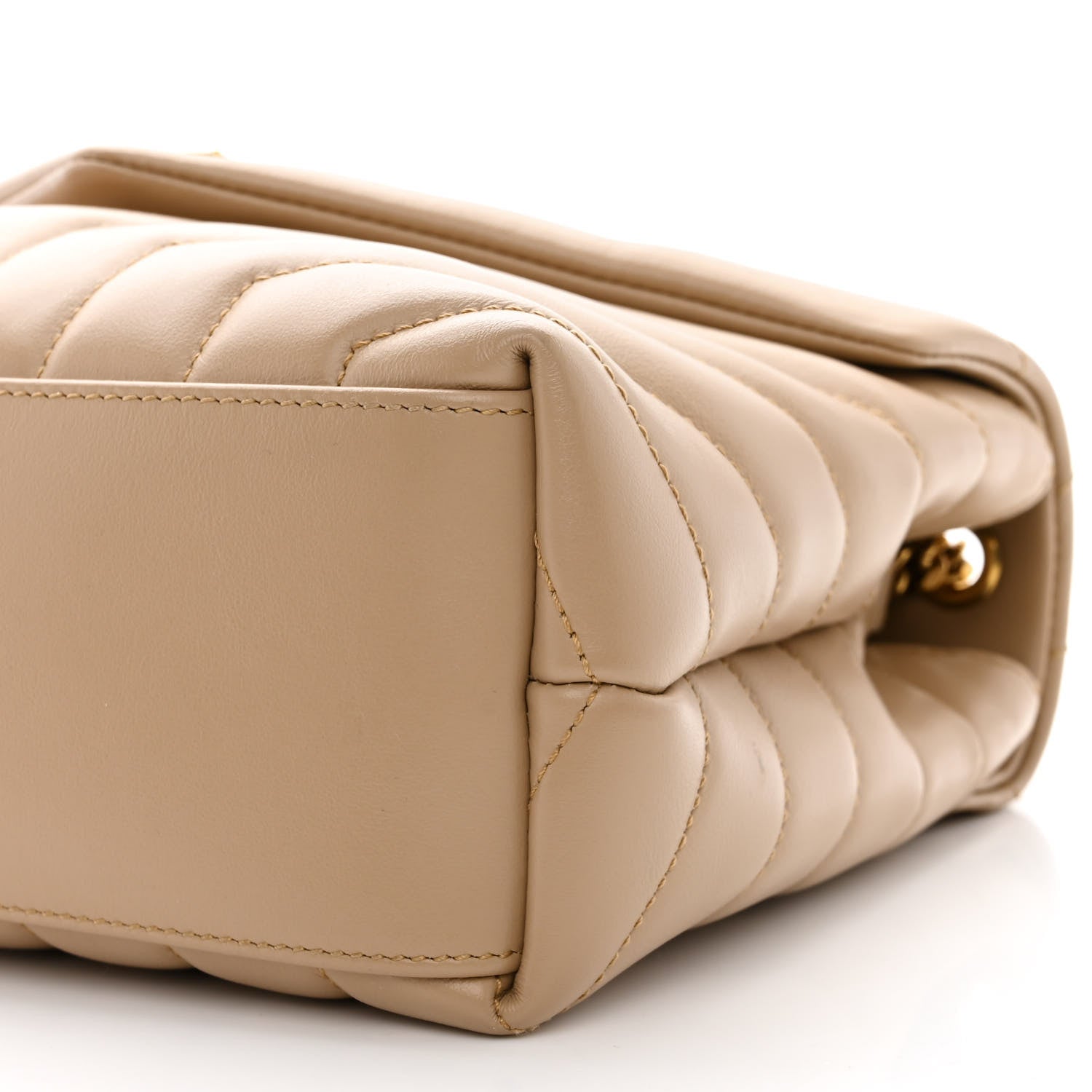 Saint Laurent Calfskin Y Quilted Monogram Small Loulou Chain Satchel Dark Beige 11 of 11