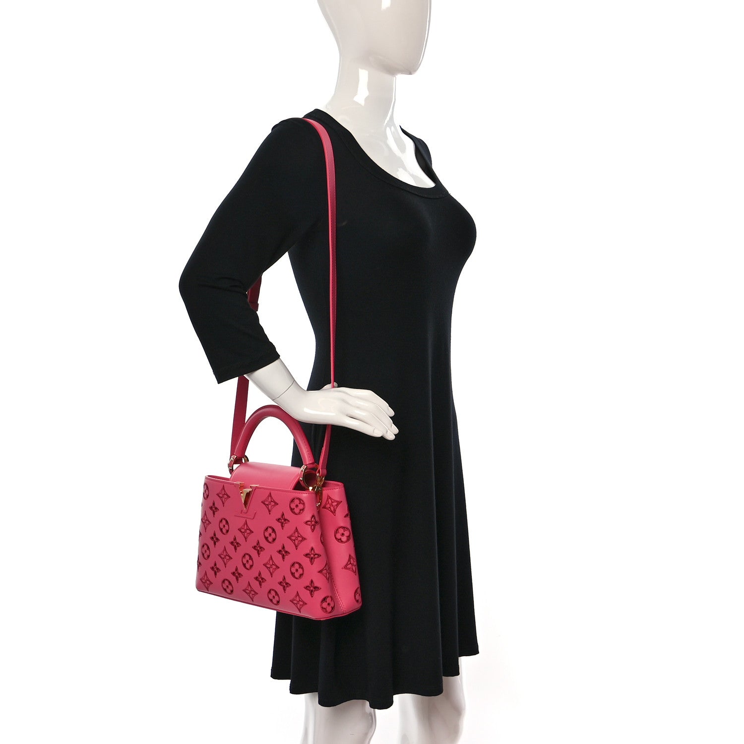 Louis Vuitton Calfskin LV Broderie Anglaise Capucines BB Pink 2 of 9
