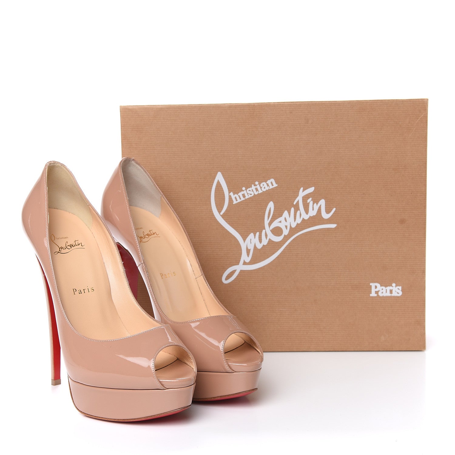 Christian Louboutin Patent Lady Peep 150 Pumps 40.5 Nude 12 of 12